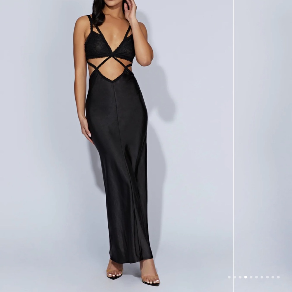 Meshki seraphine black slip dress